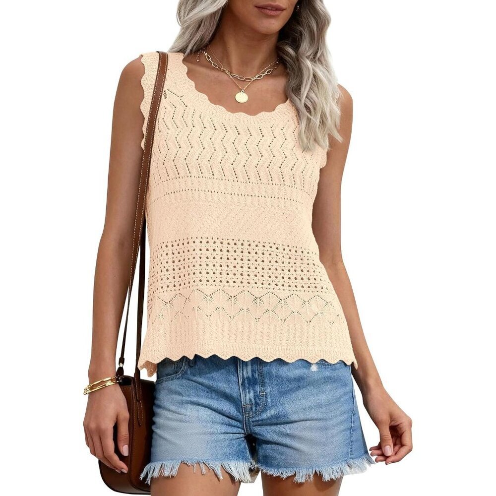 Womens Crochet Tank Tops 2026 Summer Spring Sleeveless Tops Cute Sweater Vest Tr